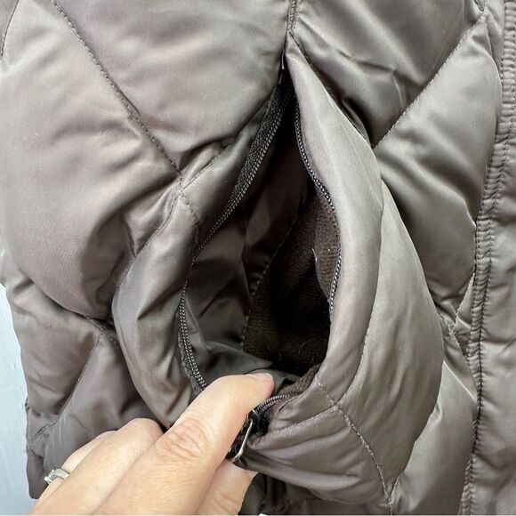 Eddie Bauer goose down dark brown quilted puffer vest women's large - Picture 2 of 6